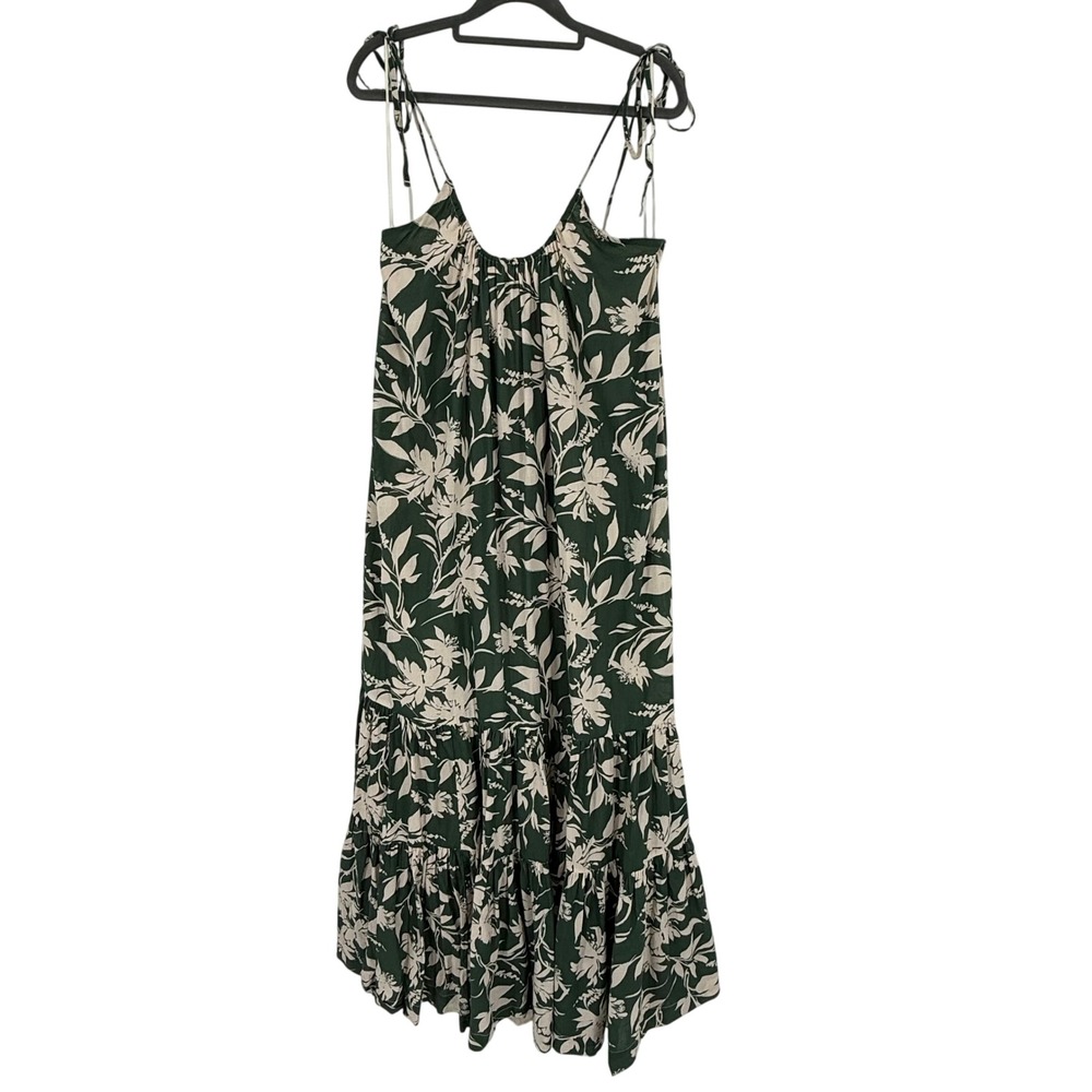 Abercrombie & Fitch Maxi Dress Womens LT Green Floral Excellent Tie Shoulder